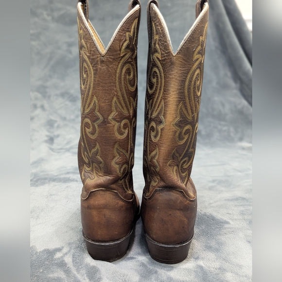 Justin 2253 Classic Cowboy Western Pull On Brown Leather Men’s Boots Size 9 - Picture 7 of 12